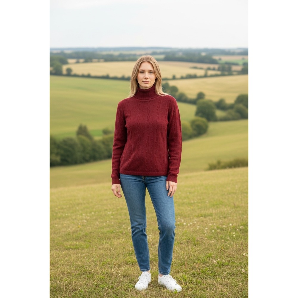 Jones New York Womens‎ Country Italian Merino Wool Cable Knit Turtleneck Sweater